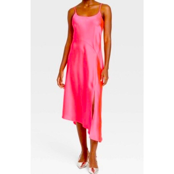 a new day Dresses & Skirts - 🐠A NEW DAY Coral Pink Slip Asymmetrical MIDI Dress Size Large | NWT!